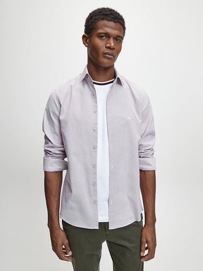 Calvin Klein Ruhák HU148181 | Calvin Klein Slim Textured Cotton Férfi Ing Barna
